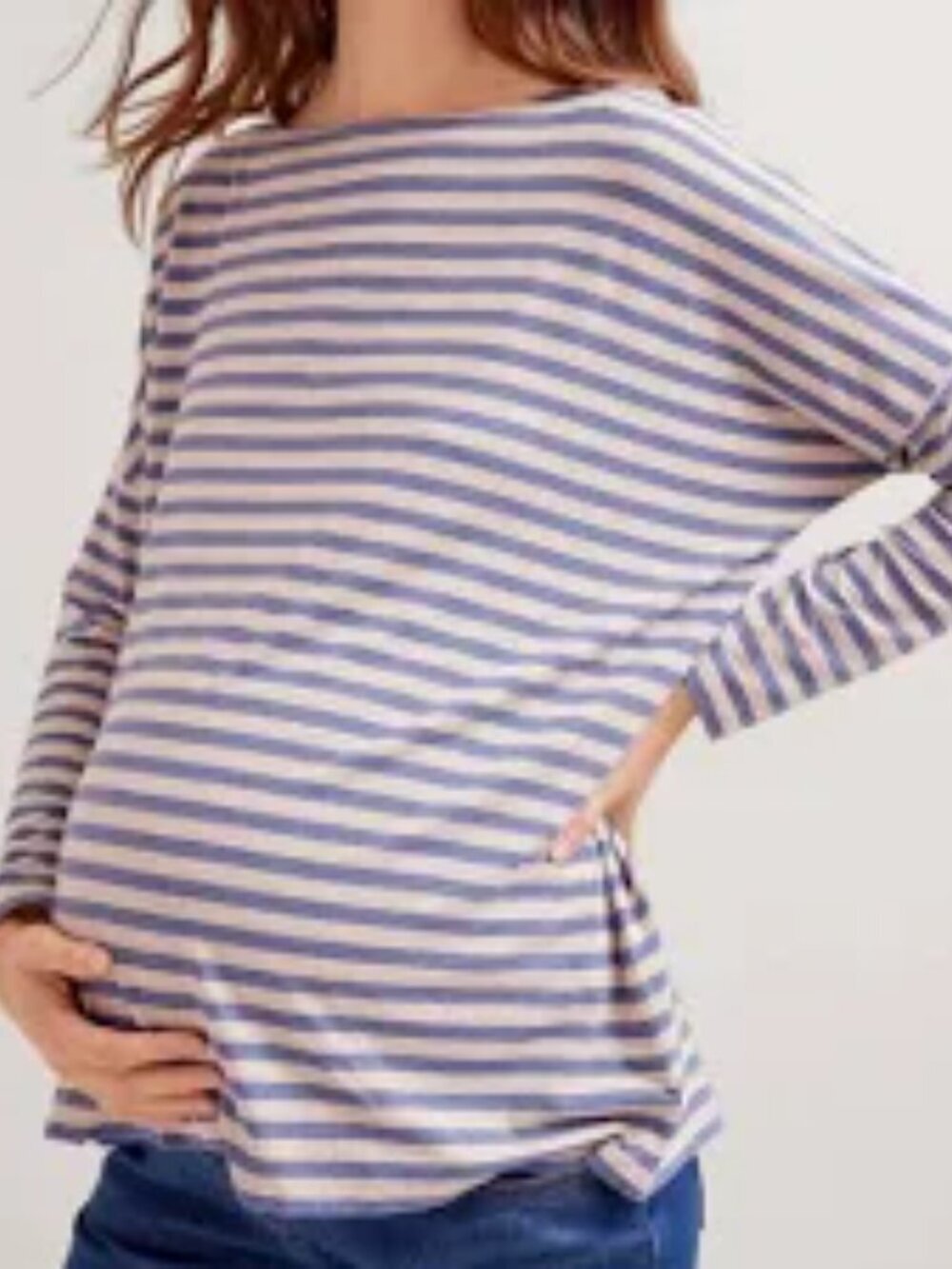 Hatch Pink and Beige Striped The Perfect Long Sleeve Top 0 (XS)